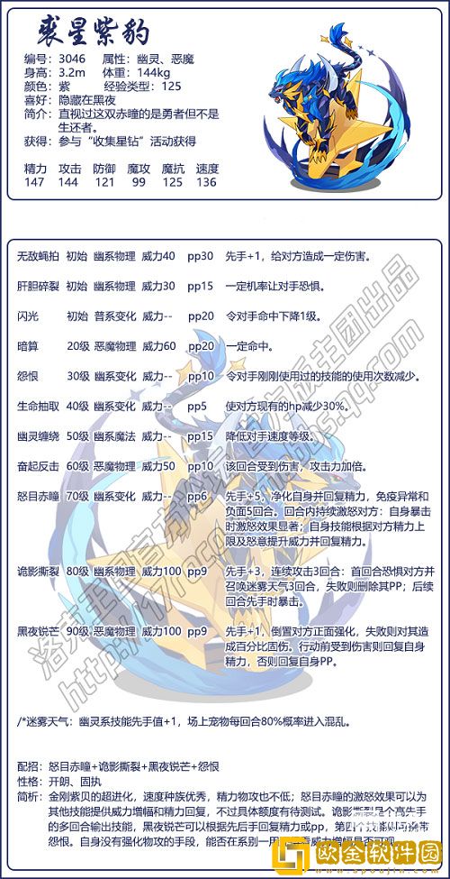洛克王国裘星紫豹怎么搭配 裘星紫豹技能搭配推荐