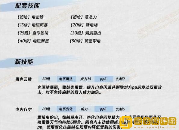 洛克王国雷电斐尔技能怎么样 雷电斐尔技能表图鉴