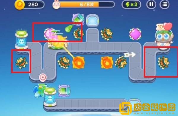 保卫萝卜4太空穿越第21关通关攻略