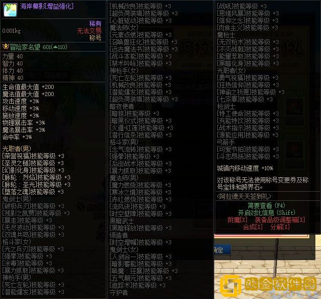 dnf签到称号怎么样 dnf海岸椰影称号属性介绍