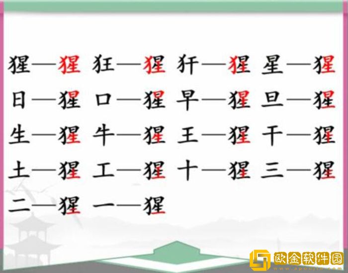 汉字找茬王猩有哪些字 猩找出18个字通关攻略