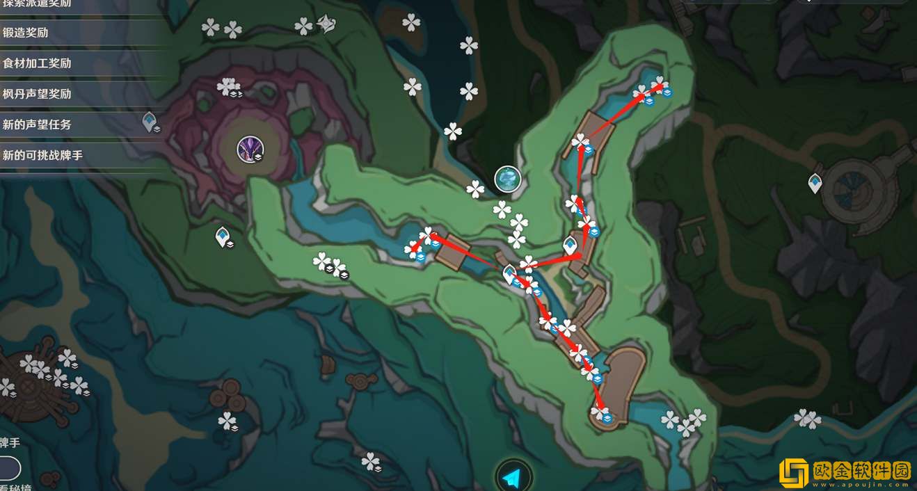 原神4.1幽光星星采集路线图分享