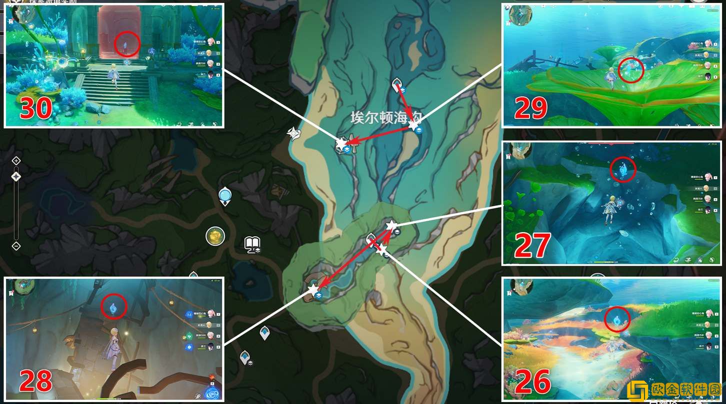 原神埃尔顿海沟水神瞳分布位置一览-原神埃尔顿海沟水神瞳分布位置大全