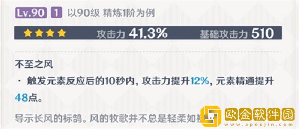 原神风信之锋90级有哪些属性