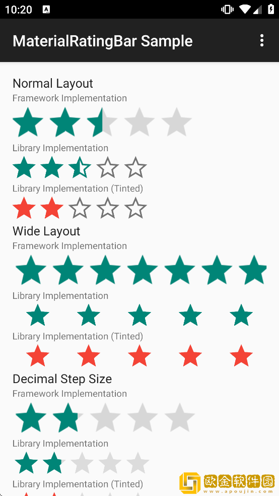 MaterialRatingBar Sample软件下载