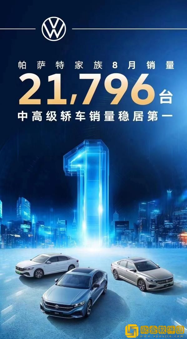 帕萨特8月销量21796台-稳坐中高级轿车销冠